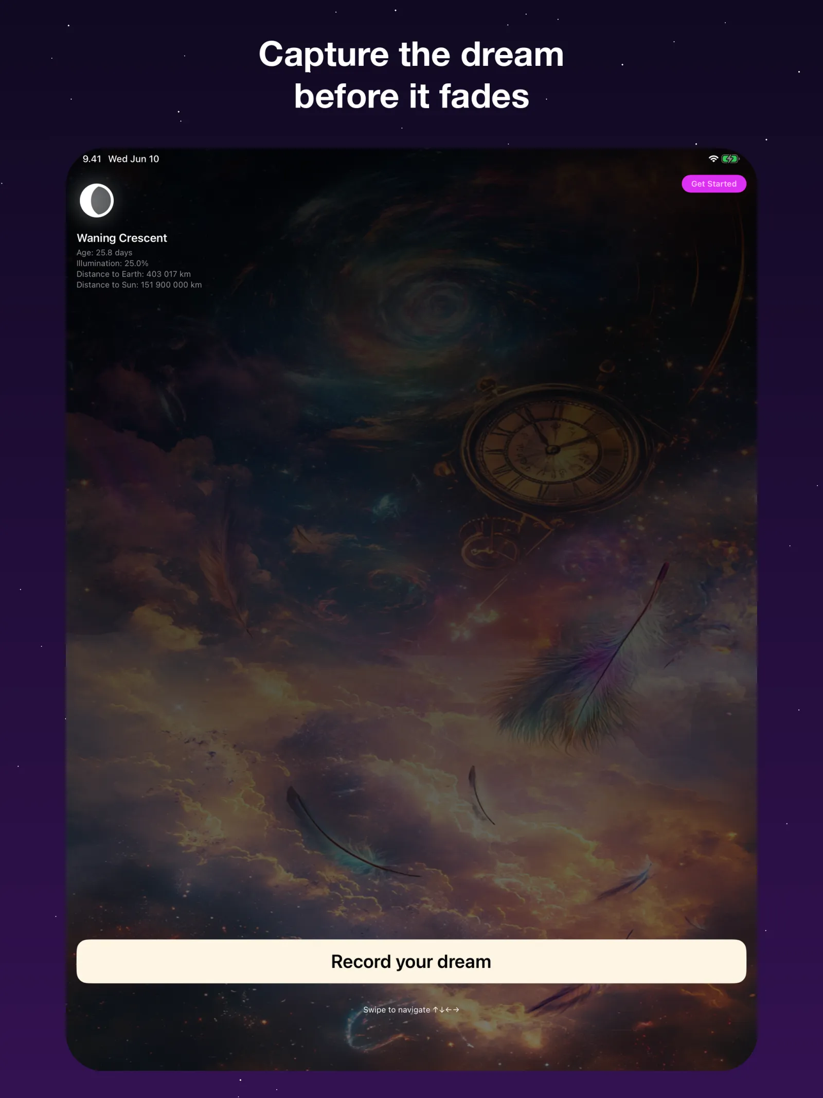 Dream Eater — Home screen with tonight's quote