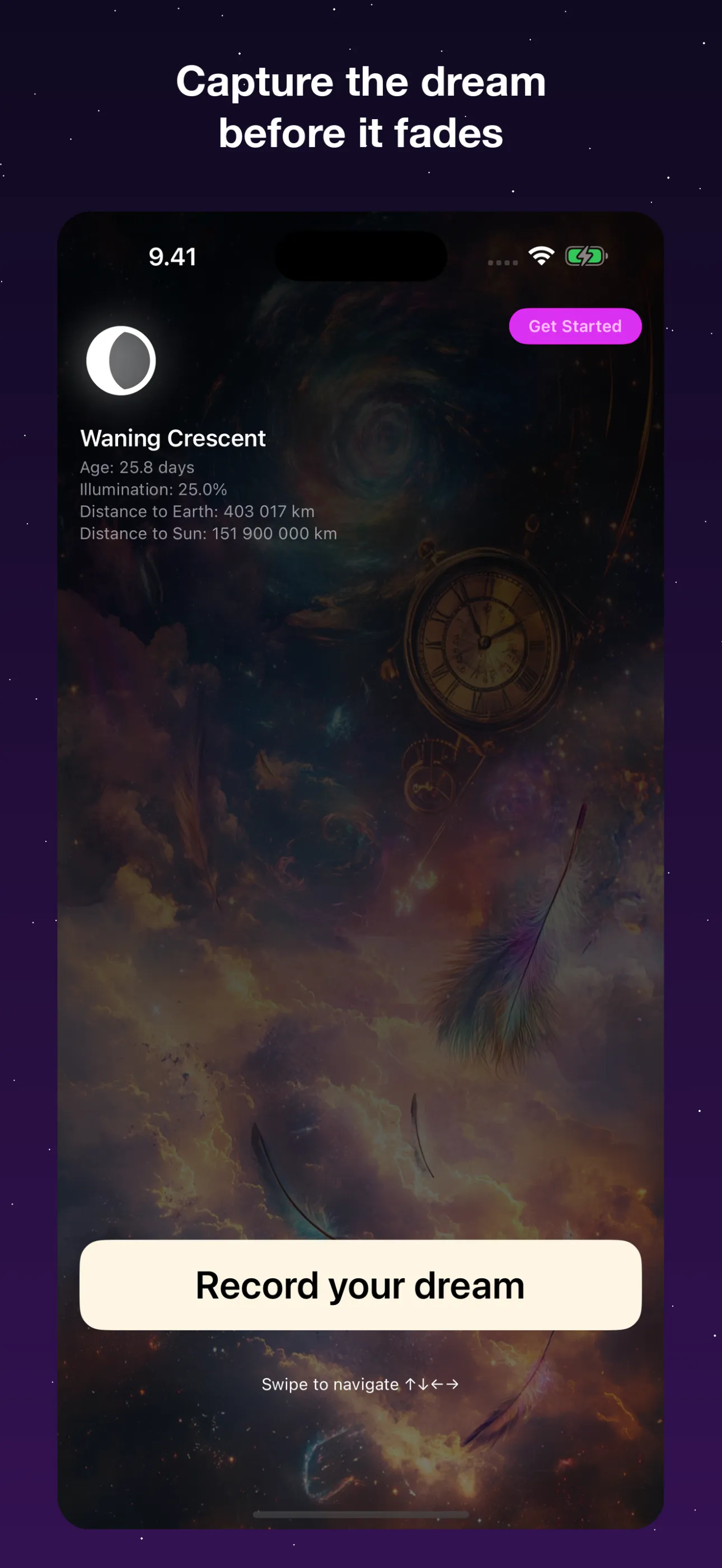 Dream Eater — Home screen with tonight's quote