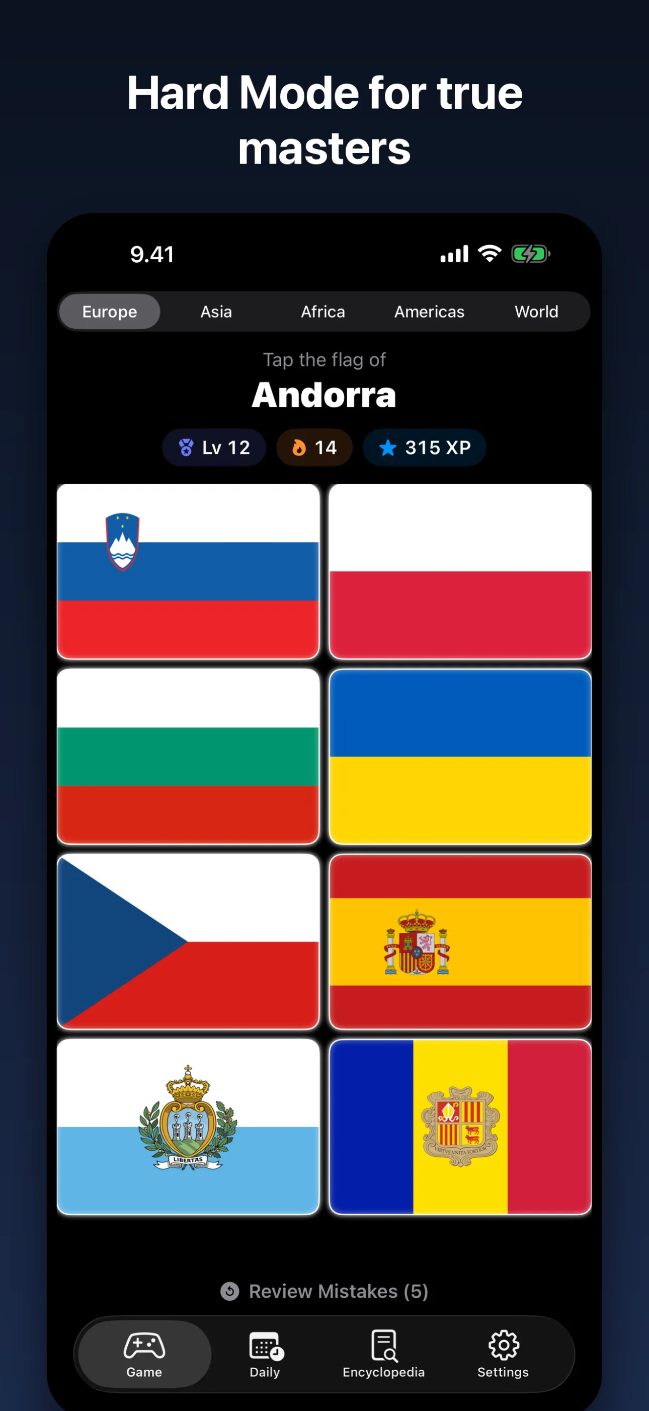 Master of Flags — Share your daily streak result
